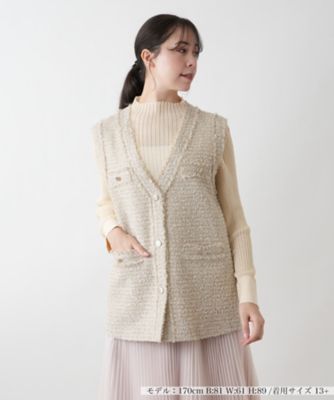 ＜Leilian plus house (Women/大きいサイズ)＞Ｖネックベスト【ＢＯＵＲＧＥ】