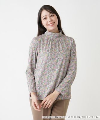 【店舗人気】小花柄ハイネックカットソー