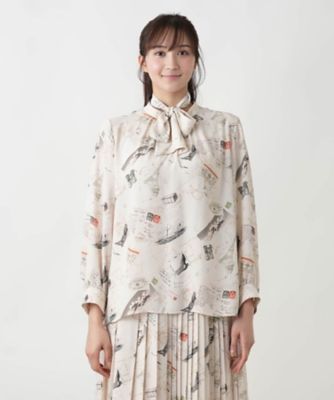 プリントボウタイブラウス【Ｌｅｉｌｉａｎ　ＷＨＩＴＥ　ＬＡＢＥＬ】