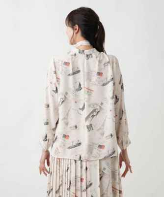 プリントボウタイブラウス【Ｌｅｉｌｉａｎ　ＷＨＩＴＥ　ＬＡＢＥＬ】