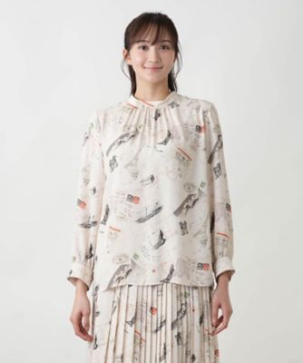 プリントボウタイブラウス【Ｌｅｉｌｉａｎ　ＷＨＩＴＥ　ＬＡＢＥＬ】
