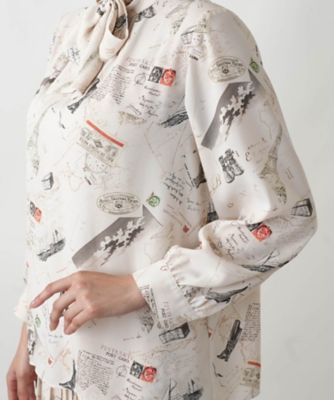 プリントボウタイブラウス【Ｌｅｉｌｉａｎ　ＷＨＩＴＥ　ＬＡＢＥＬ】