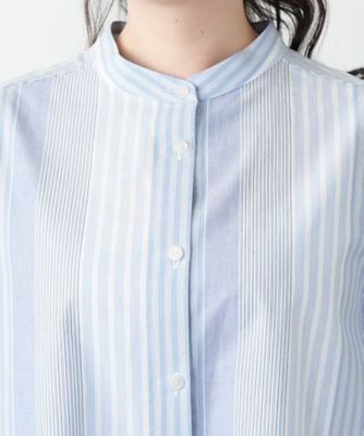 店舗人気】バンドカラーブラウス【Leilian WHITE