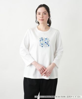 ＜Leilian plus house (Women/大きいサイズ)＞フラワーモチーフカットソー【Ｌｅｉｌｉａｎ　ＷＨＩＴＥ　ＬＡＢＥＬ】