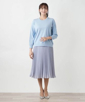 レリアン大きいサイズトップスニット 伸縮性あり