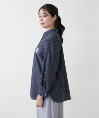 【店舗人気】刺繍ストライプシャツ