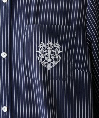 【店舗人気】刺繍ストライプシャツ
