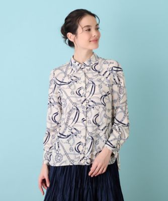 美品◇Leilian レリアン リバティー プリント ブラウス サイズM相当
