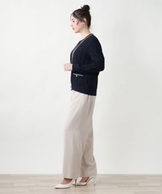 Leilian PLUS HOUSE / レリアンプラスハウス かぎ編みVネックカーディガン【Leilian WHITE LABEL】 かぎ編みレースカーディガン【Leilian WHITE LABEL】|レリアン