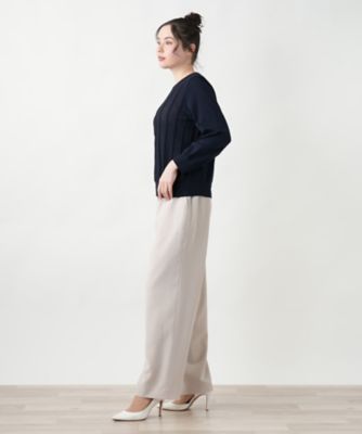 透かし編みクルーネックニット【Leilian WHITE