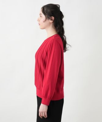 【店舗人気】透かし編みクルーネックニット【Ｌｅｉｌｉａｎ　ＷＨＩＴＥ　ＬＡＢＥＬ】