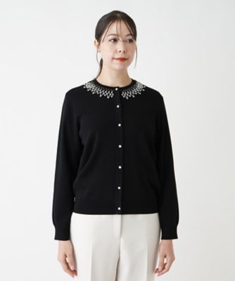 Leilian PLUS HOUSE / レリアンプラスハウス 【店舗人気】ビジューネックカーディガン 店舗人気】ビジューネックカーディガン | Leilian plus house
