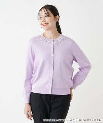 ＜Leilian plus house (Women/大きいサイズ)＞ビジューネックカーディガン