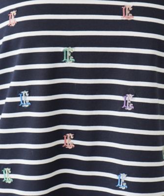 刺繍ボーダーカットソー | Leilian plus house (Women/大きい