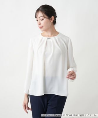 【店舗人気】タックブラウス【セレモニー】【Ｌｅｉｌｉａｎ　ＷＨＩＴＥ　ＬＡＢＥＬ】