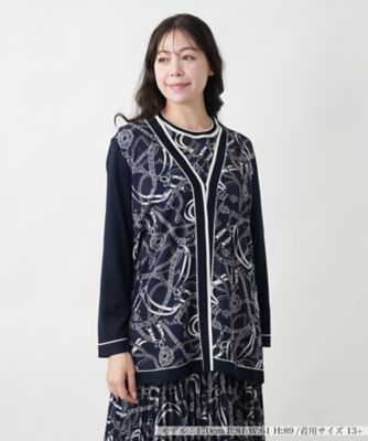 ＜Leilian plus house (Women/大きいサイズ)＞【店舗人気】プリントドッキングカーディガン
