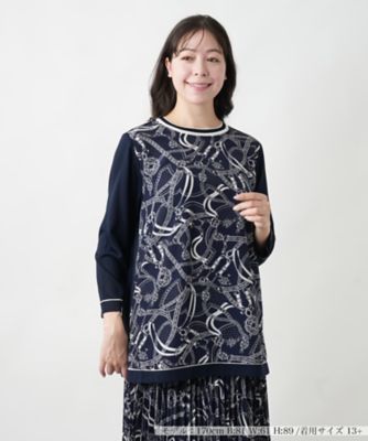 ＜Leilian plus house (Women/大きいサイズ)＞【店舗人気】プリントドッキングニット