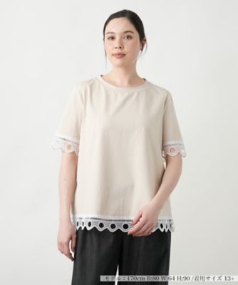 ＜Leilian plus house (Women/大きいサイズ)＞【店舗人気】カットワークレースＴシャツ【ＢＬＵＢＩＡＮＣＯ】