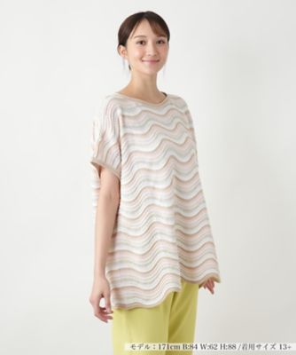 ＜Leilian plus house (Women/大きいサイズ)＞【店舗人気】ウェーブボーダーニットベスト【ＢＬＵＢＩＡＮＣＯ】