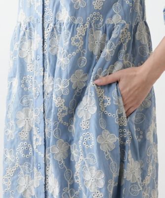 【店舗人気】カットワーク刺繍フレアワンピース－ＢＬＵＢＩＡＮＣＯ