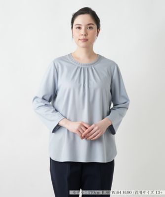 ＜Leilian plus house (Women/大きいサイズ)＞タックカットソー【Ｌｅｉｌｉａｎ　ＷＨＩＴＥ　ＬＡＢＥＬ】