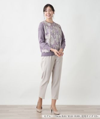 ペイズリー柄切替クルーネックニット【ＲＯＣＨＡＳ　Ｐｒｅｍｉｅｒｅ】