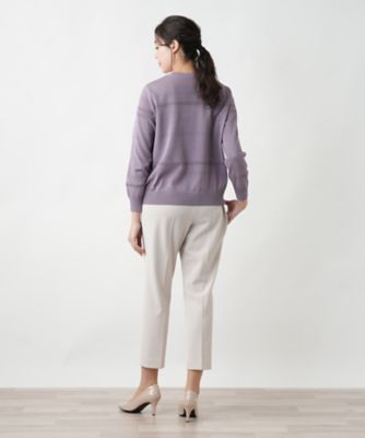 ペイズリー柄切替クルーネックニット【ＲＯＣＨＡＳ　Ｐｒｅｍｉｅｒｅ】