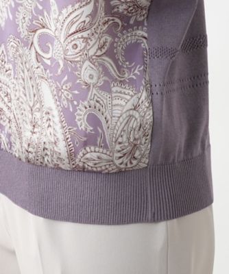 ペイズリー柄切替クルーネックニット【ＲＯＣＨＡＳ　Ｐｒｅｍｉｅｒｅ】