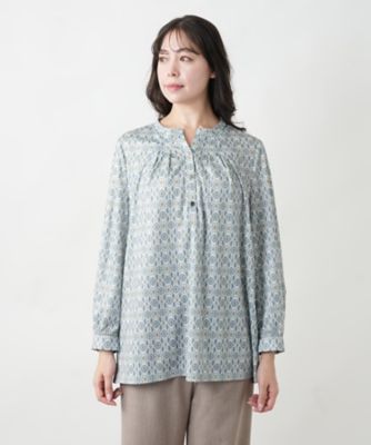 leilianレリアン 総柄シャツ ブラウス　S 9号　幾何学柄　ウール leilianレリアン 総柄シャツ ブラウス S 9号 幾何学柄 ウール