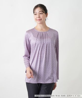 ＜Leilian plus house (Women/大きいサイズ)＞プリントクルーネックカットソー【ＲＯＣＨＡＳ　Ｐｒｅｍｉｅｒｅ】