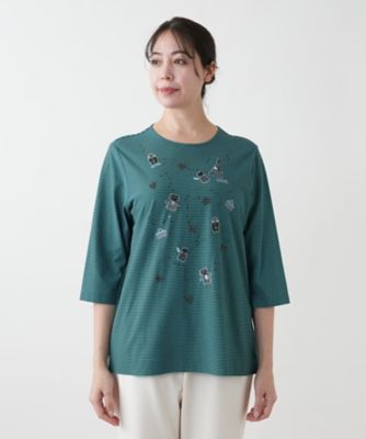 【店舗人気】刺繍ボーダーカットソー【プラス企画】