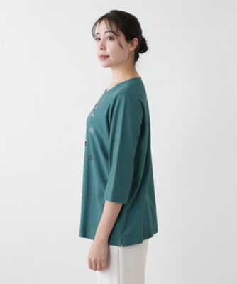 【店舗人気】刺繍ボーダーカットソー【プラス企画】