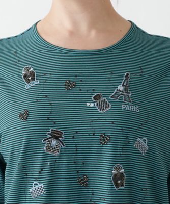 【店舗人気】刺繍ボーダーカットソー【プラス企画】