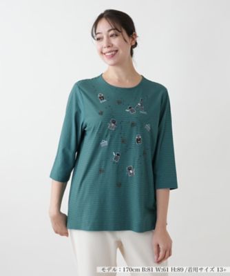 【店舗人気】刺繍ボーダーカットソー【プラス企画】