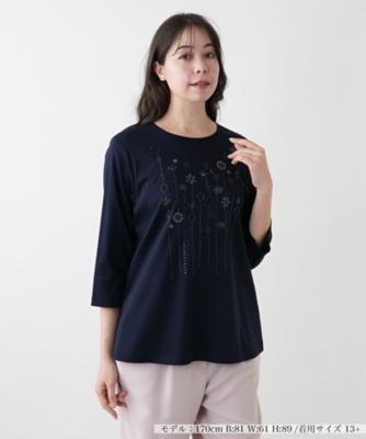 店舗人気】フラワー刺繍カットソー【プラス企画】 | Leilian