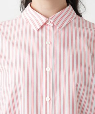 未使用に近い Leilian 13+ シルク混 ストライプ シャツ プラスハウス ストライプシャツ【プラス企画】|レリアン プラスハウス