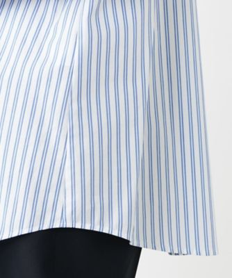 【店舗人気】スタンドカラーストライプシャツ【プラス企画】