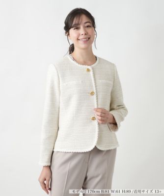 ＜Leilian plus house (Women/大きいサイズ)＞ツイードノーカラージャケット