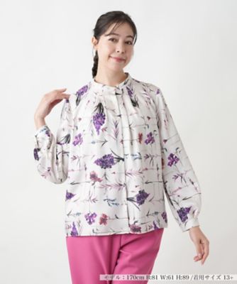 ＜Leilian plus house (Women/大きいサイズ)＞プリントバンドカラーブラウス【ＲＯＣＨＡＳ　Ｐｒｅｍｉｅｒｅ】