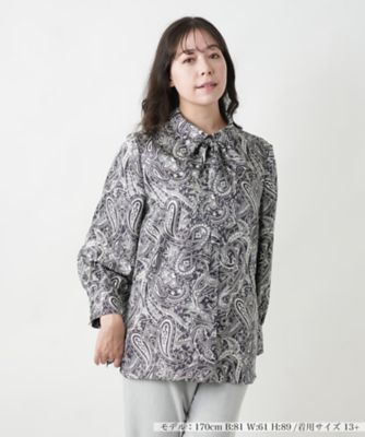 ＜Leilian plus house (Women/大きいサイズ)＞ペイズリー柄ボウタイブラウス