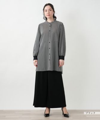 【店舗人気】バンドカラーブラウス【プラス企画】