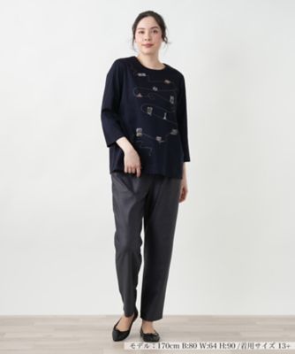 刺繍クルーネックカットソー【プラス企画】