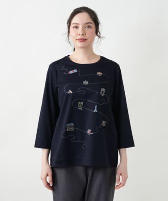 刺繍クルーネックカットソー【プラス企画】