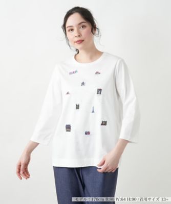 刺繍クルーネックカットソー【プラス企画】