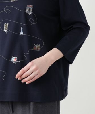 刺繍クルーネックカットソー【プラス企画】