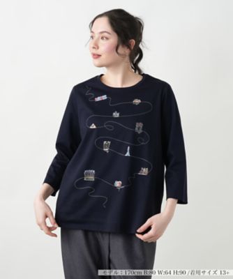 ＜Leilian plus house (Women/大きいサイズ)＞刺繍クルーネックカットソー【プラス企画】