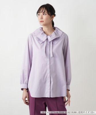 ＜Leilian plus house (Women/大きいサイズ)＞リボンカラーブラウス【ＢＯＵＲＧＥ】
