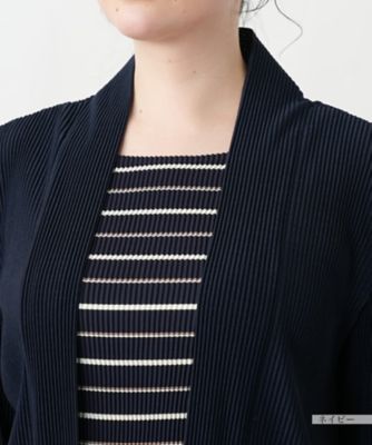 【店舗人気】ボーダーレイヤード風ブラウス【プラス企画】