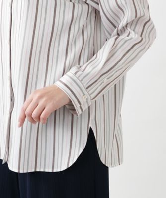 【大きいサイズ】【17】Leilian♡レリアン ストライプ シャツ レディース 店舗人気】ストライプシャツ【Leilian WHITE