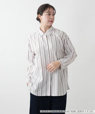 いいスタイル ストライプシャツ【Leilian LABEL WHITE トップス